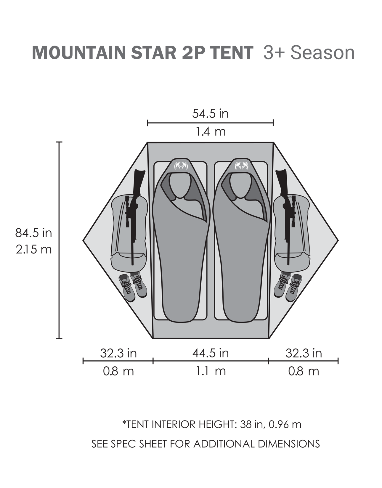 Mountain Star 2 Person Tent | Gunmetal-Camel - Image 16